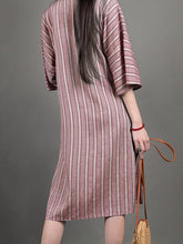 Original Vintage Striped Split-side Dress